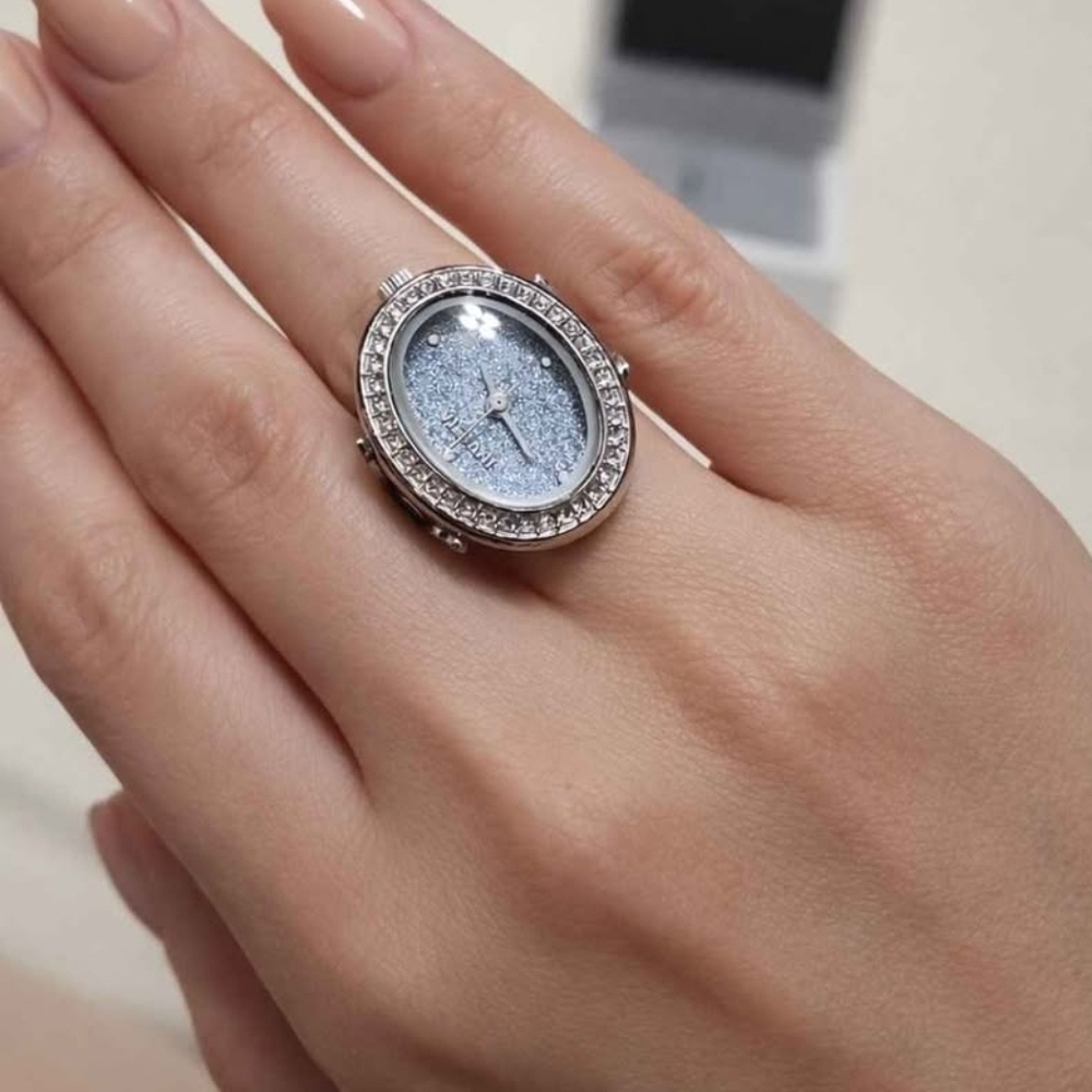 INVICTA Women's Silver Blue Crystal Ring Watch - Brand